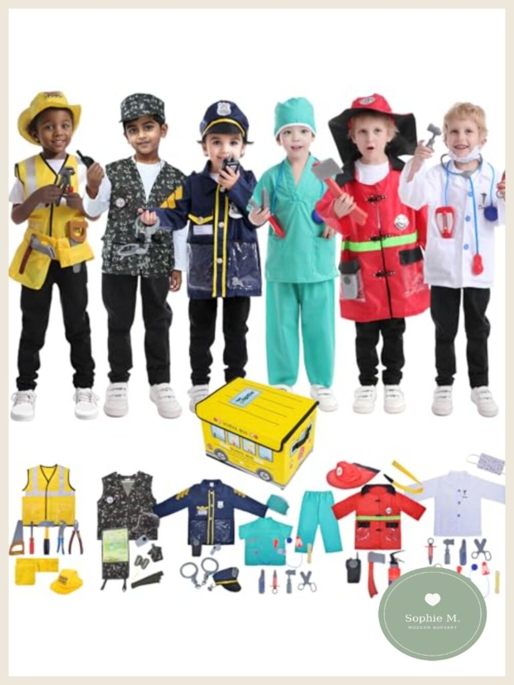 6-Piece Halloween Costume Set Pretend Play Uniforms for Kids 3-7 with